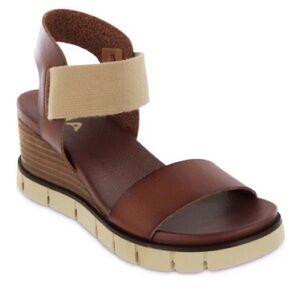 MIA Tan and Cream Wedge Sandals